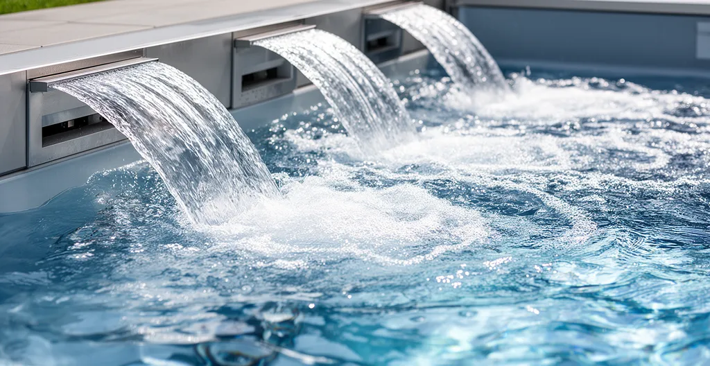 Système de jets contre-courant d'un spa de nage avec flux d'eau en action